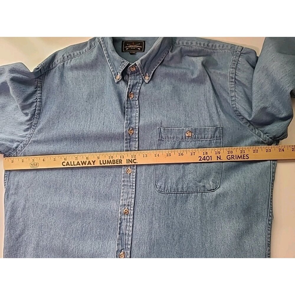 Arrow Blue Jeans Co Men’s Chambray Button Down Shirt 15.5 100% Cotton Light Wash - Picture 3 of 10